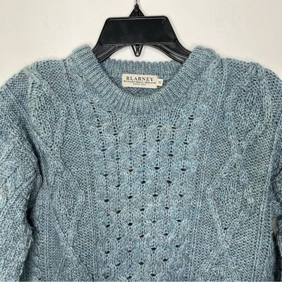 Vintage Blarney Woolen Mills Dusty Blue Cable Knit Sweater - Picture 3 of 6